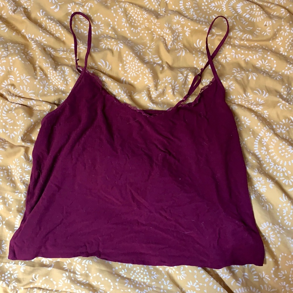 Maroon laced crop top